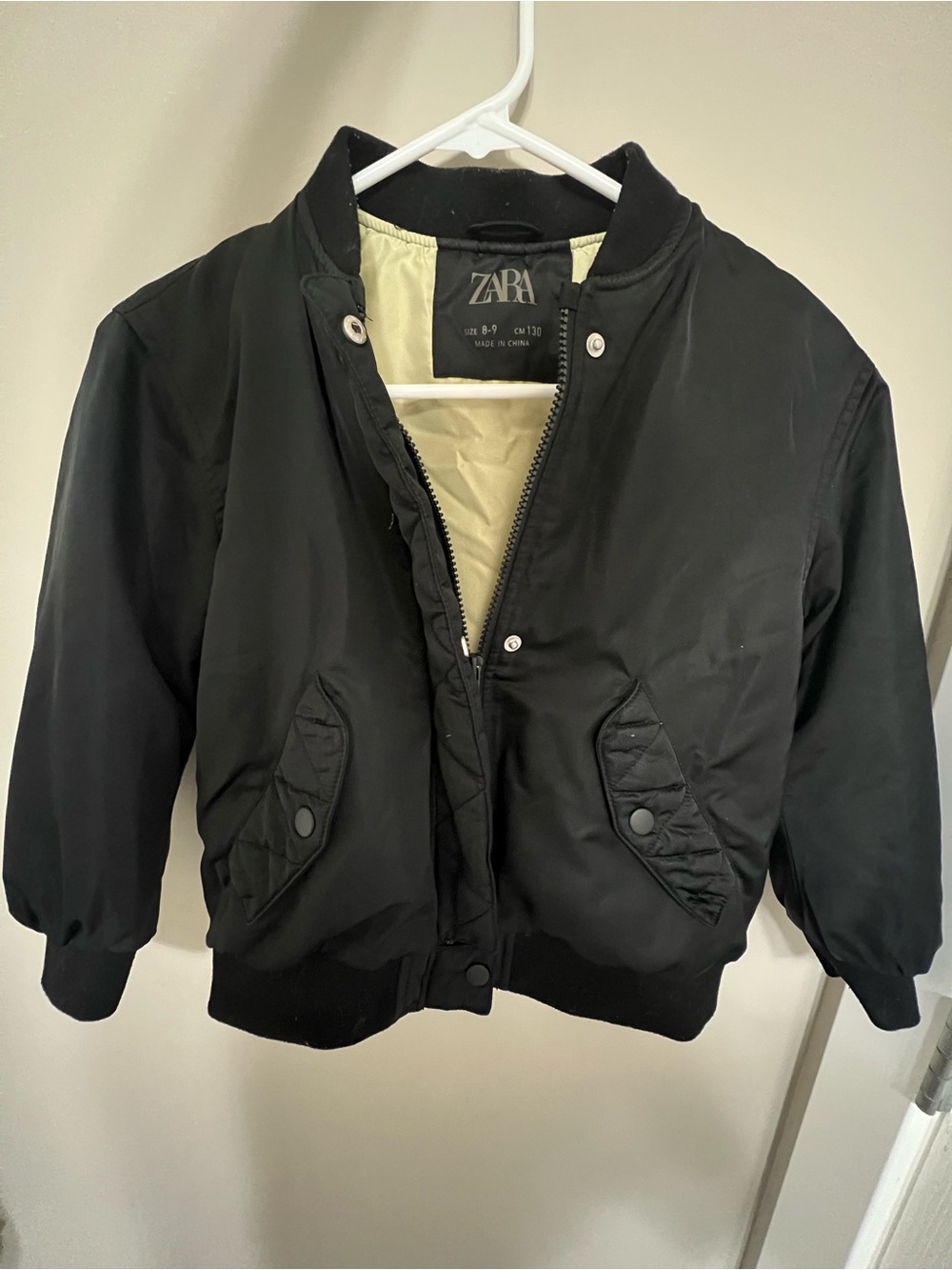 Zara Black Bomber Jacket with Cream Lining